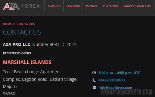 Customer support at AZAForex