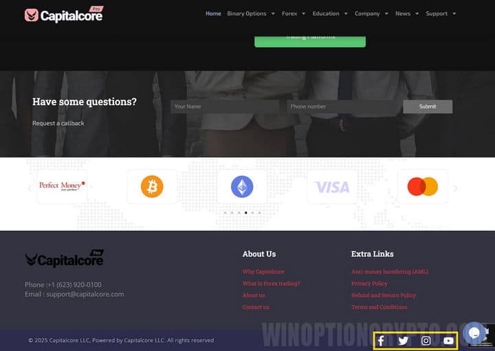 социальные сети capitalcore