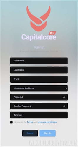 registration in capitalcore