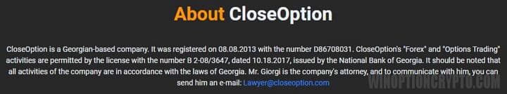 CloseOption broker license