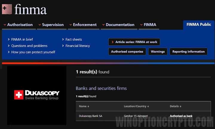 Dukascopy regulation