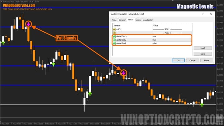 binary options indicator settings magnetic levels
