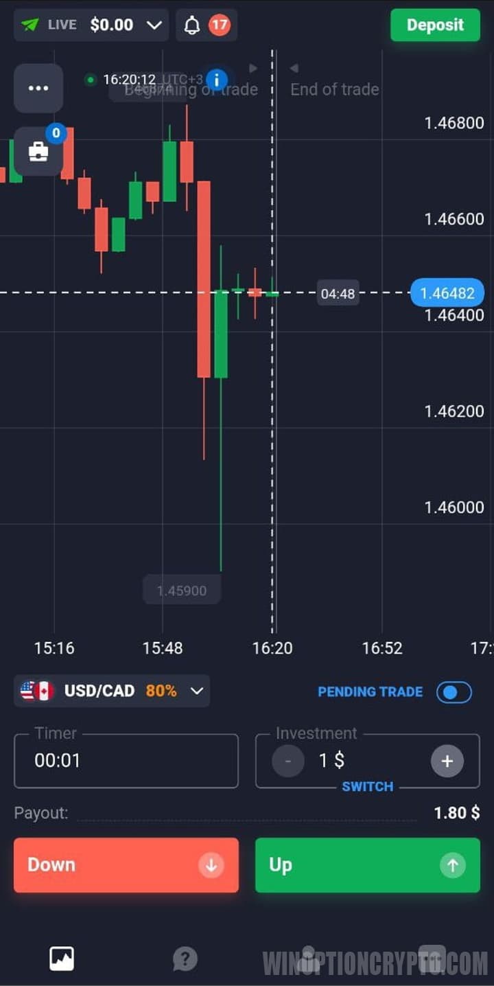 Quotex en un teléfono inteligente