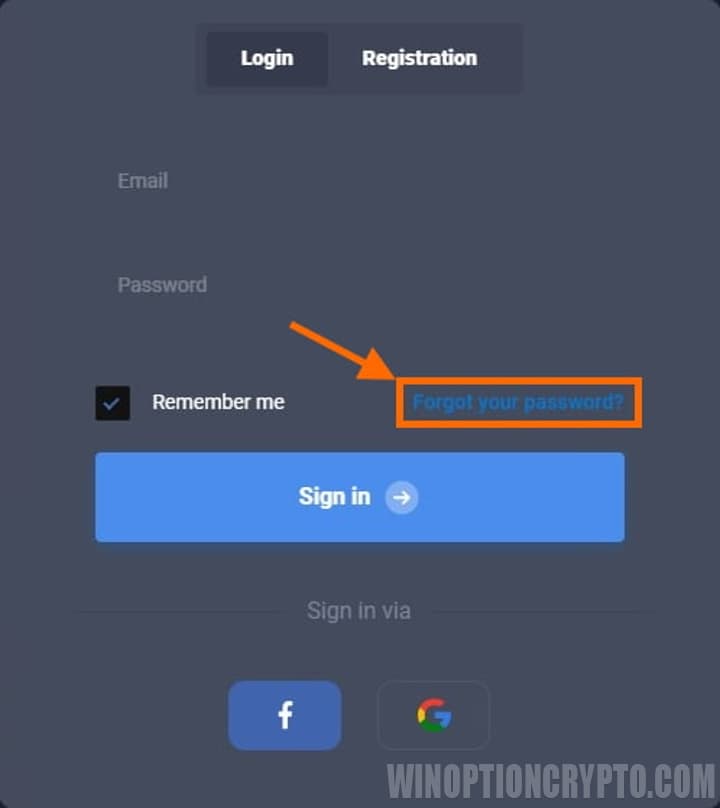 recuperación de contraseña en quotex