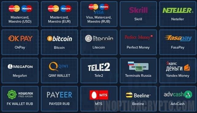 способы пополнения счета в pocket option