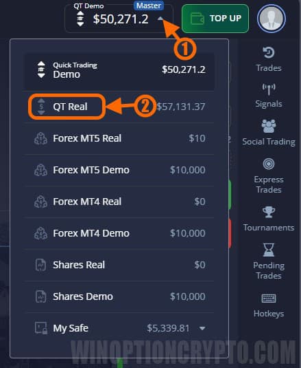 switching account from demo to real