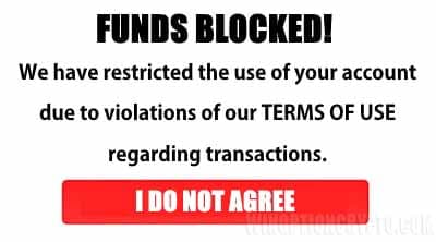 message about funds being blocked