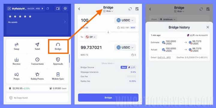 функция Bridge в Rabby Wallet
