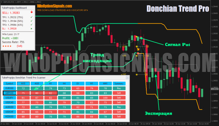 put option TakeProPips Donchian Trend Pro