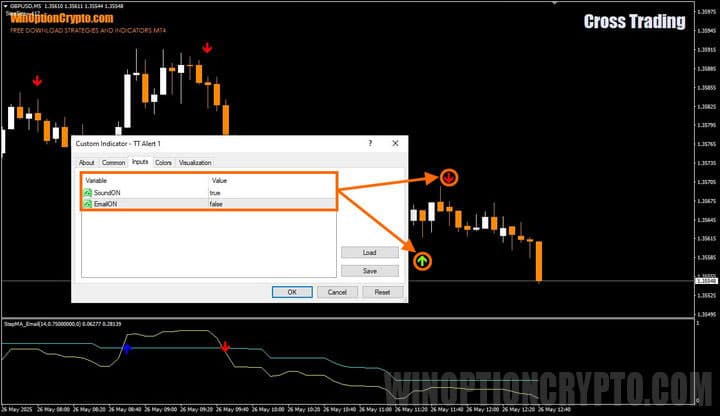 настройки сигналов в Cross Trading